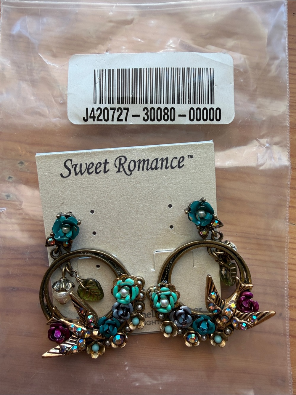 Sweet Romance VINTAGE INSPIRED Turquoise, Teal & Purple Floral Hoop Earrings